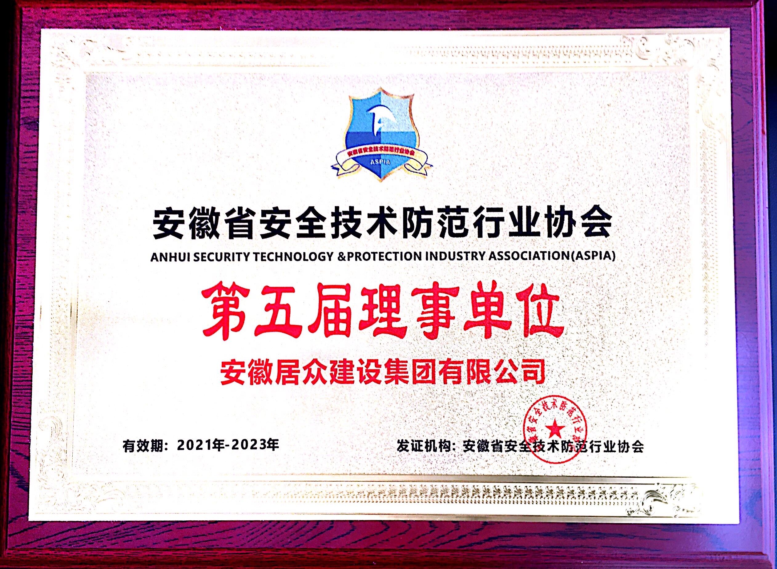 安徽省安全技术防范行业协会常务理事单位